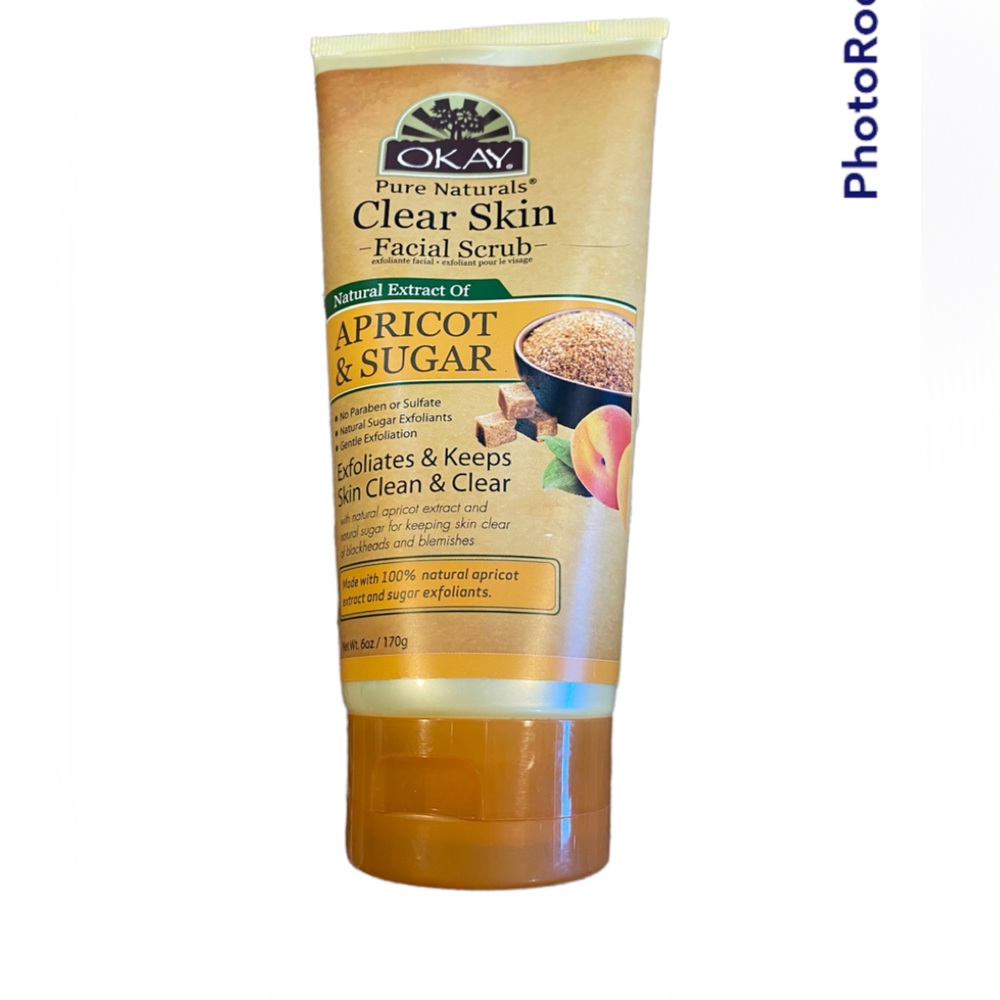Okay Pure Naturals Clear Skin Facial Scrub Apricot & Sugar 6oz